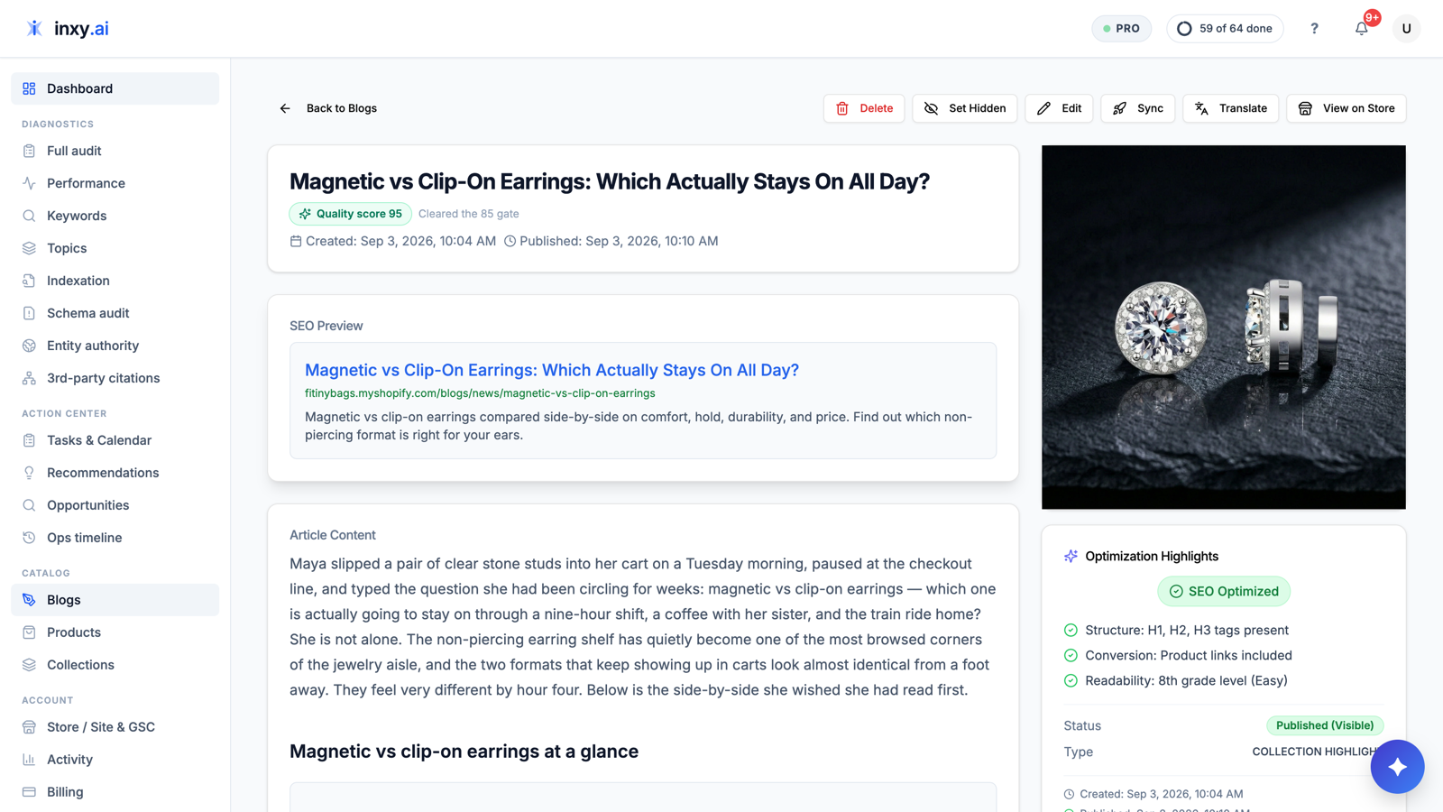 An article generated by SeoAiX with schema and internal links